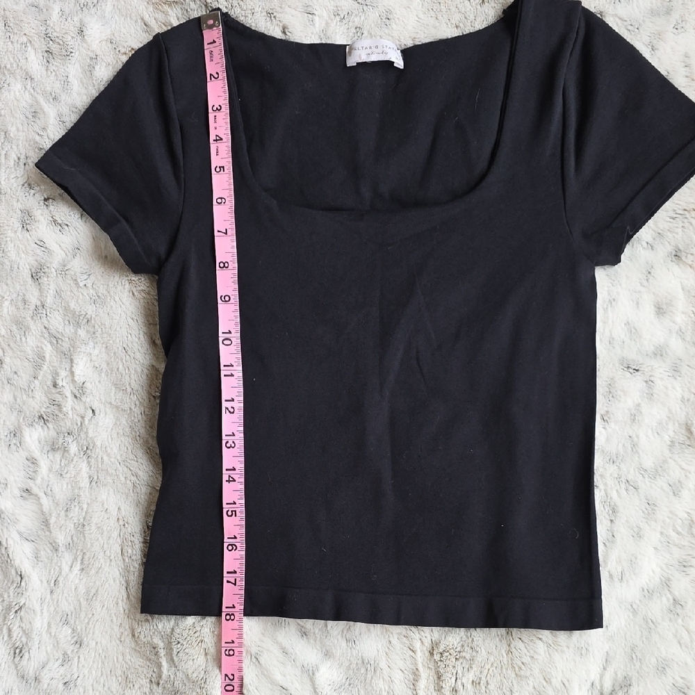 Altar'd State Black Seamless Square Neck Short Sleeve Tee - Picture 7 of 8